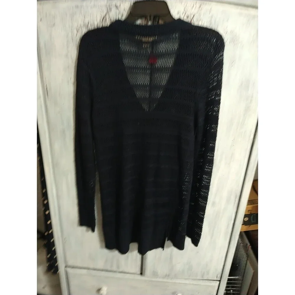 Michael Kors V-neck Netted Navy Blue Small Tunic Sweater Boho Cottage Core
